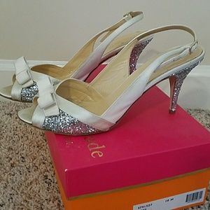 Kate Spade Wedding Ivory Satin Glitter Shoes
